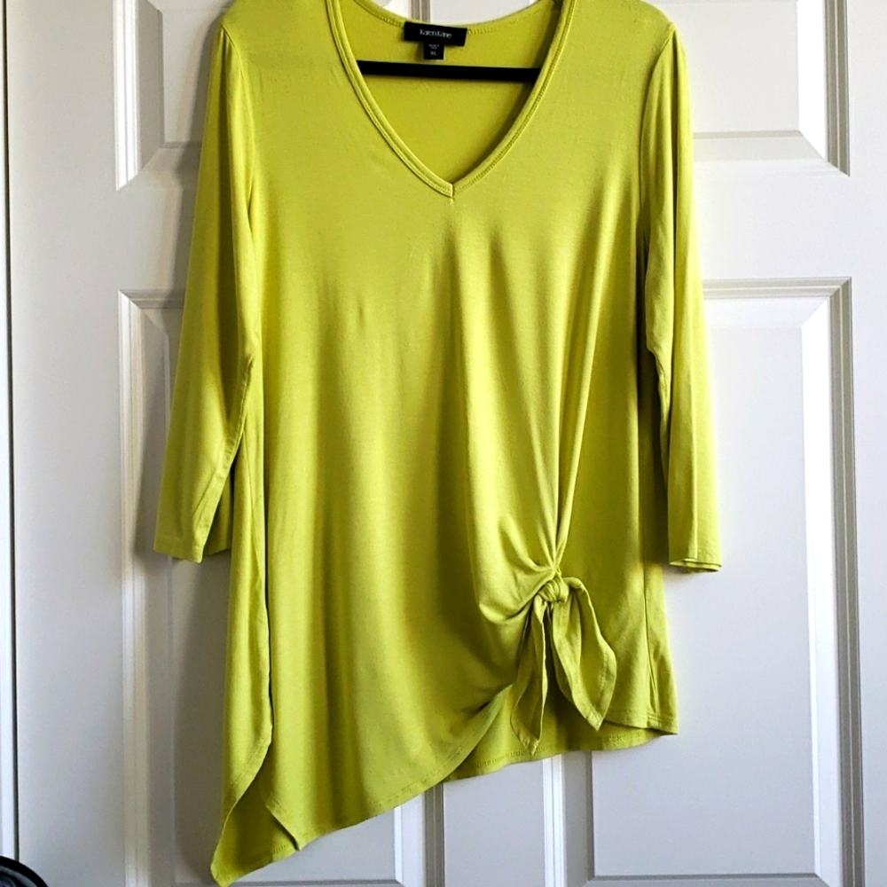 Women's Lime Asymmetrical Tunic w/side Tie